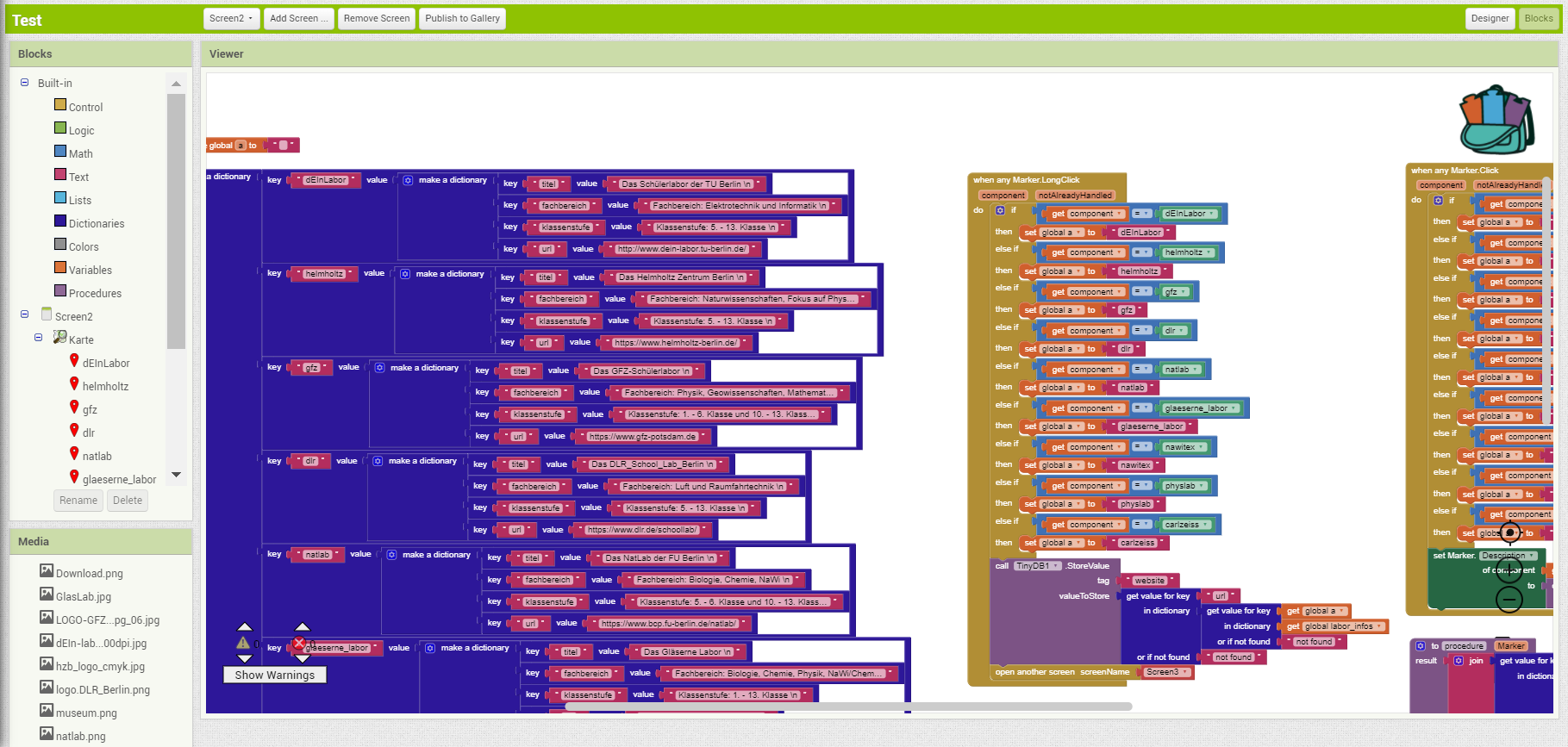Code for the App, created with students for students